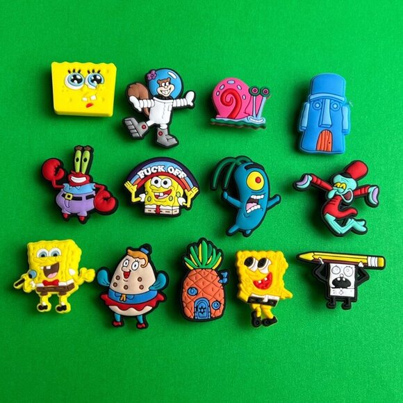 Sponge Bob Square Pants Crocs Shoe Charms Set of 13 - jibbitz Charms - Picture 1 of 3